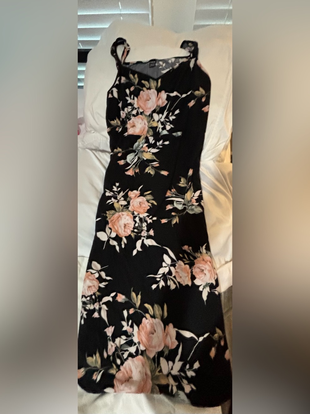 SHEIN Black Maxi Dress with Pink Floral Print